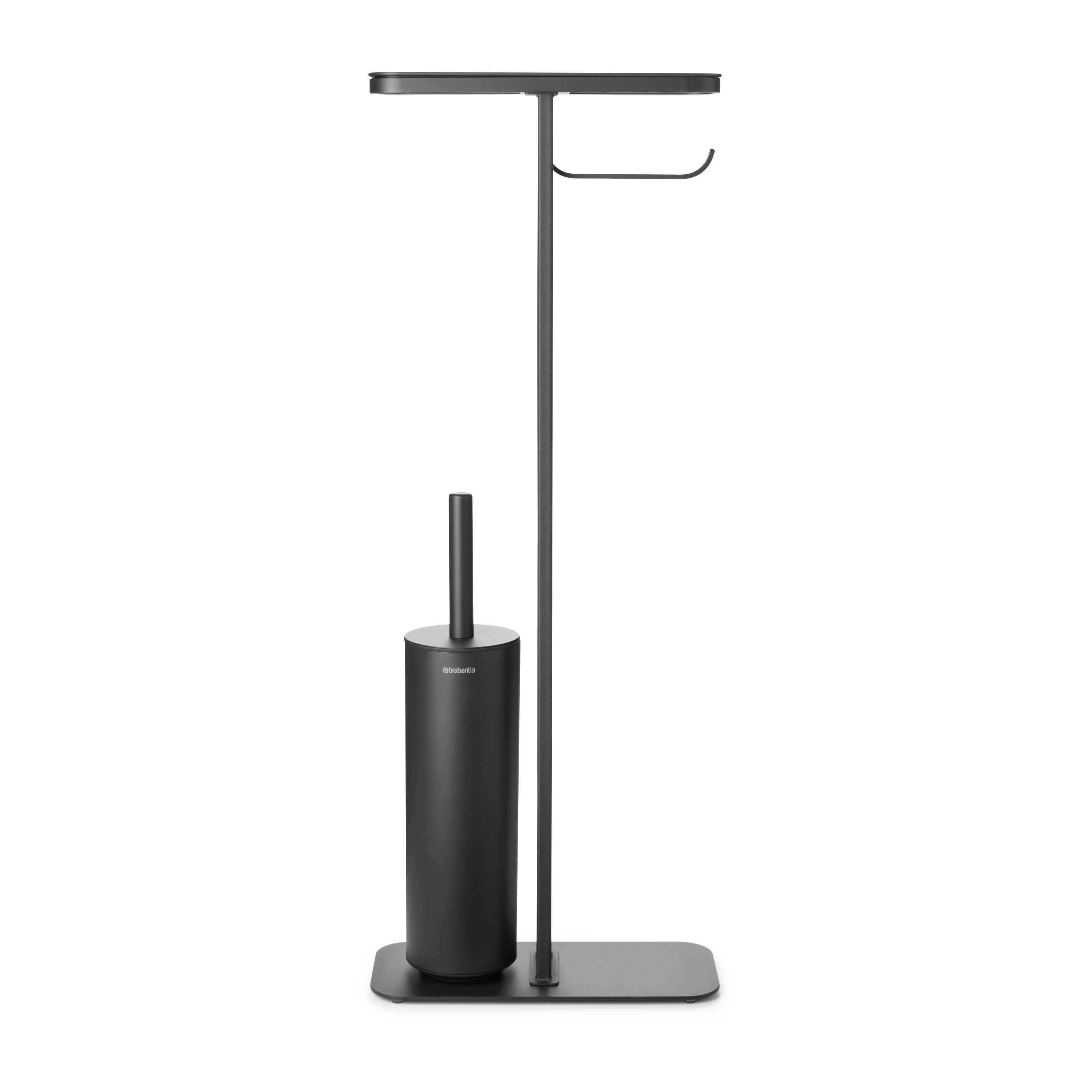 Soporte papel higiénico y escobilla con estante MindSet.js{font-size:18px}Mineral Infinite Grey, silicone