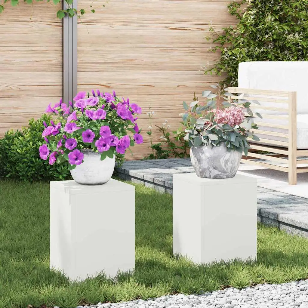 Lot de 2 Porte-plantes en Acier Design moderne pour pots de fleurs Balcon et Patio Blanc 24x24x35 cm – ComfortXL Outdoor Living