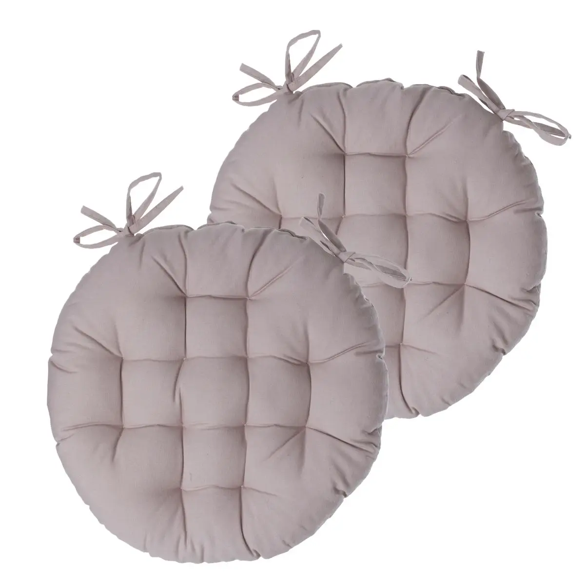Lot de 2 Galettes de chaise en Coton Beige D 38 cm