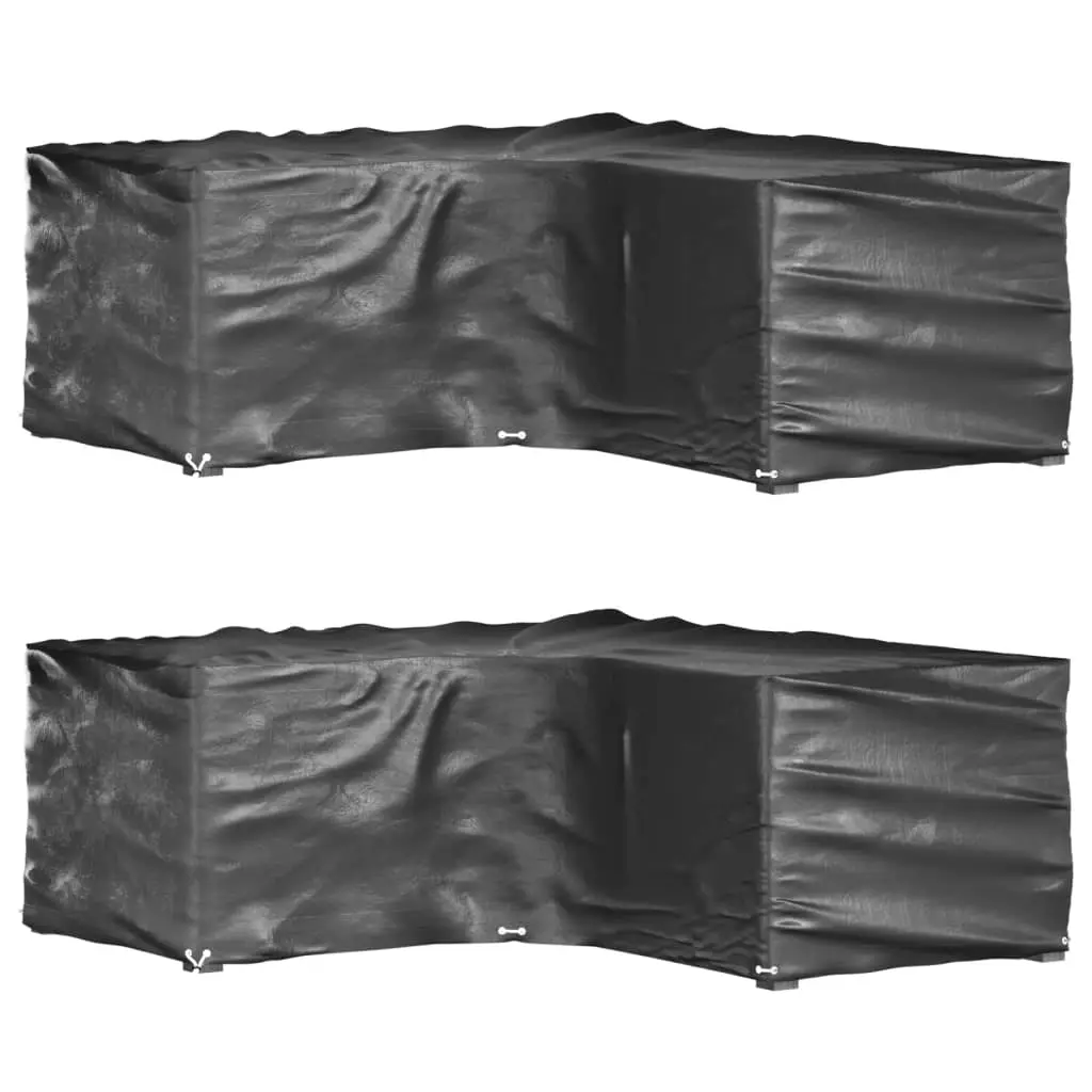 Lot de 2 Housses en L pour Canapé d’Angle PE Imperméable Protection Anti-UV Jardin Noir 185x185x70 cm – ComfortXL Outdoor Living