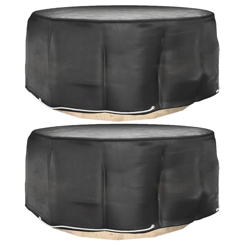 Lot de 2 Housses Rondes Imperméables PE pour Grande Table de Jardin Protection Anti-UV Noir Ø260×90 cm – ComfortXL Outdoor Living
