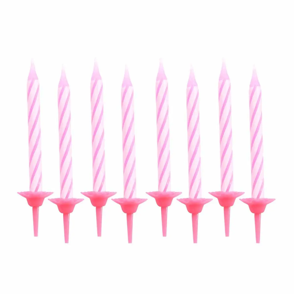 Lot de 24 Bougies d’Anniversaire «Support» 5cm Rose