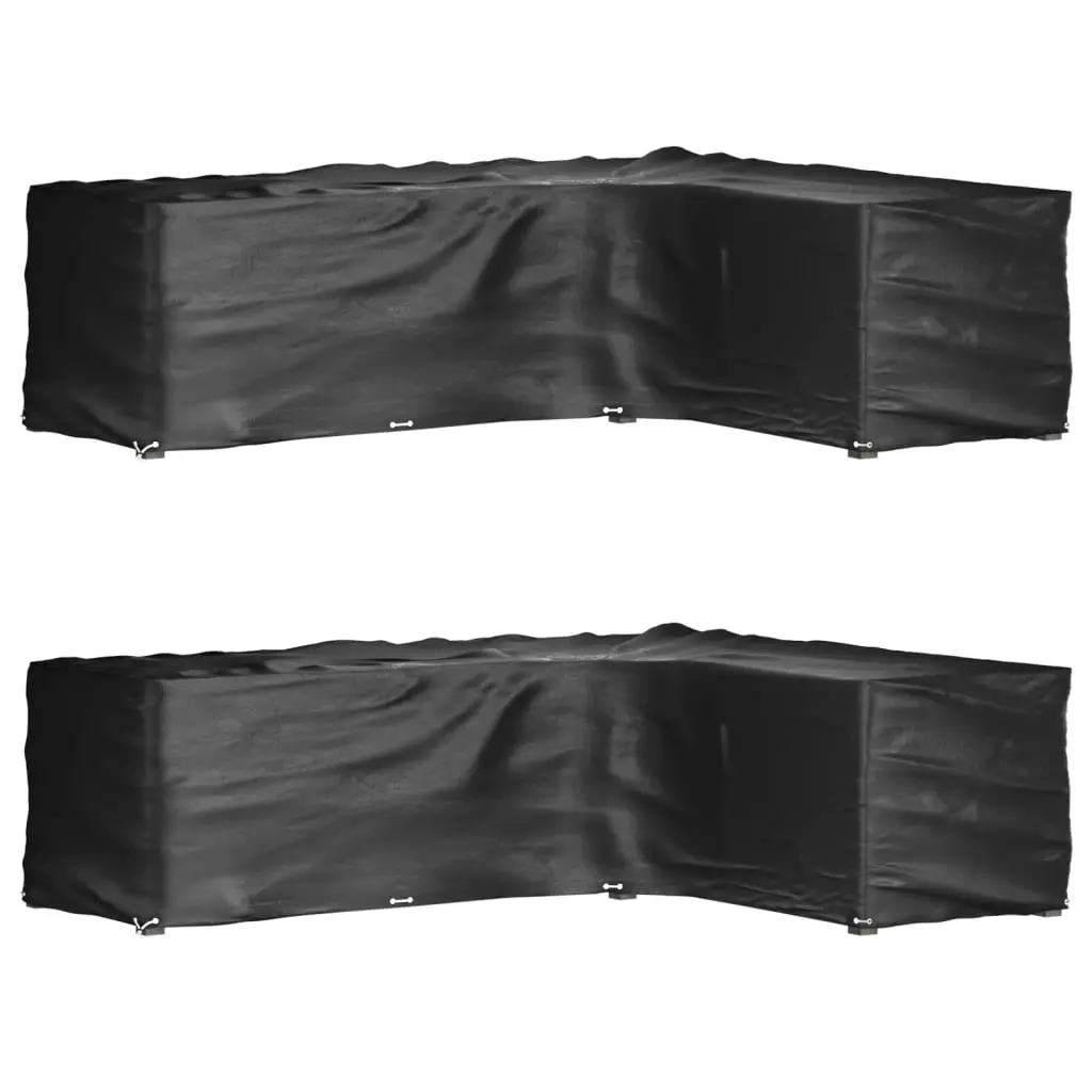 Lot de 2 Housses en L Asymétrique pour Salon de Jardin PE Imperméable Protection UV Noir 285x220x80 cm – ComfortXL Outdoor Living