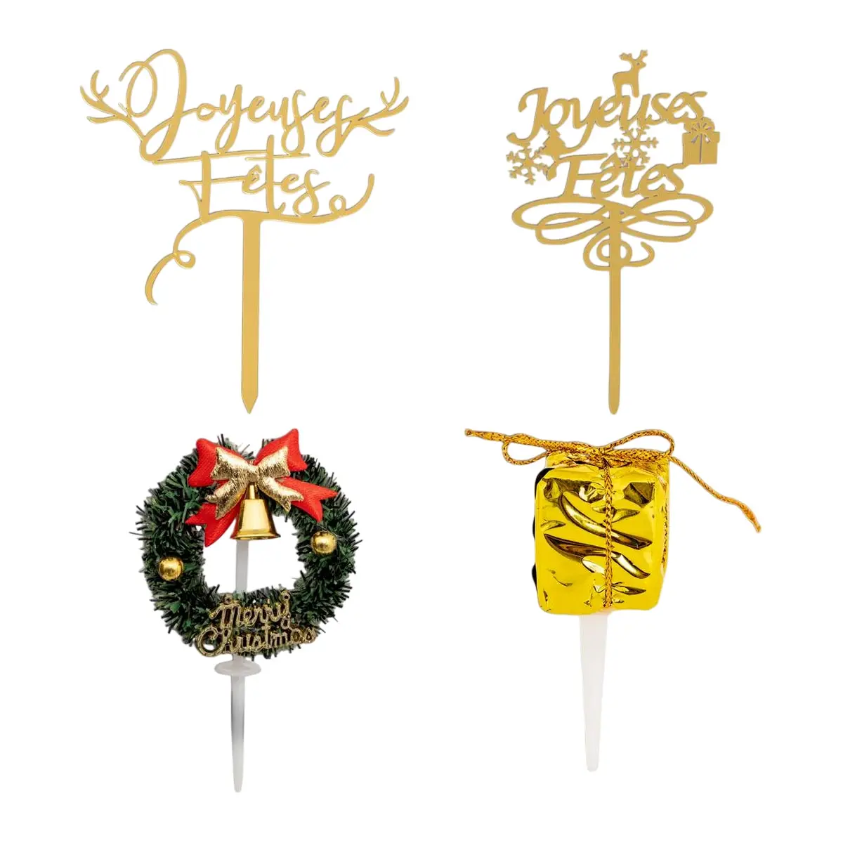 Lot de 4 Décorations de Gâteaux «Noël» 13cm Multicolore