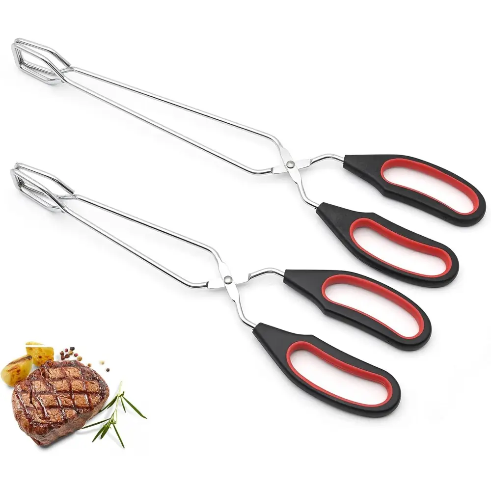 Lot de 2 pinces barbecue – 23,5cm & 28cm – Acier inoxydable – Sécurité anti-éclaboussures-Living123