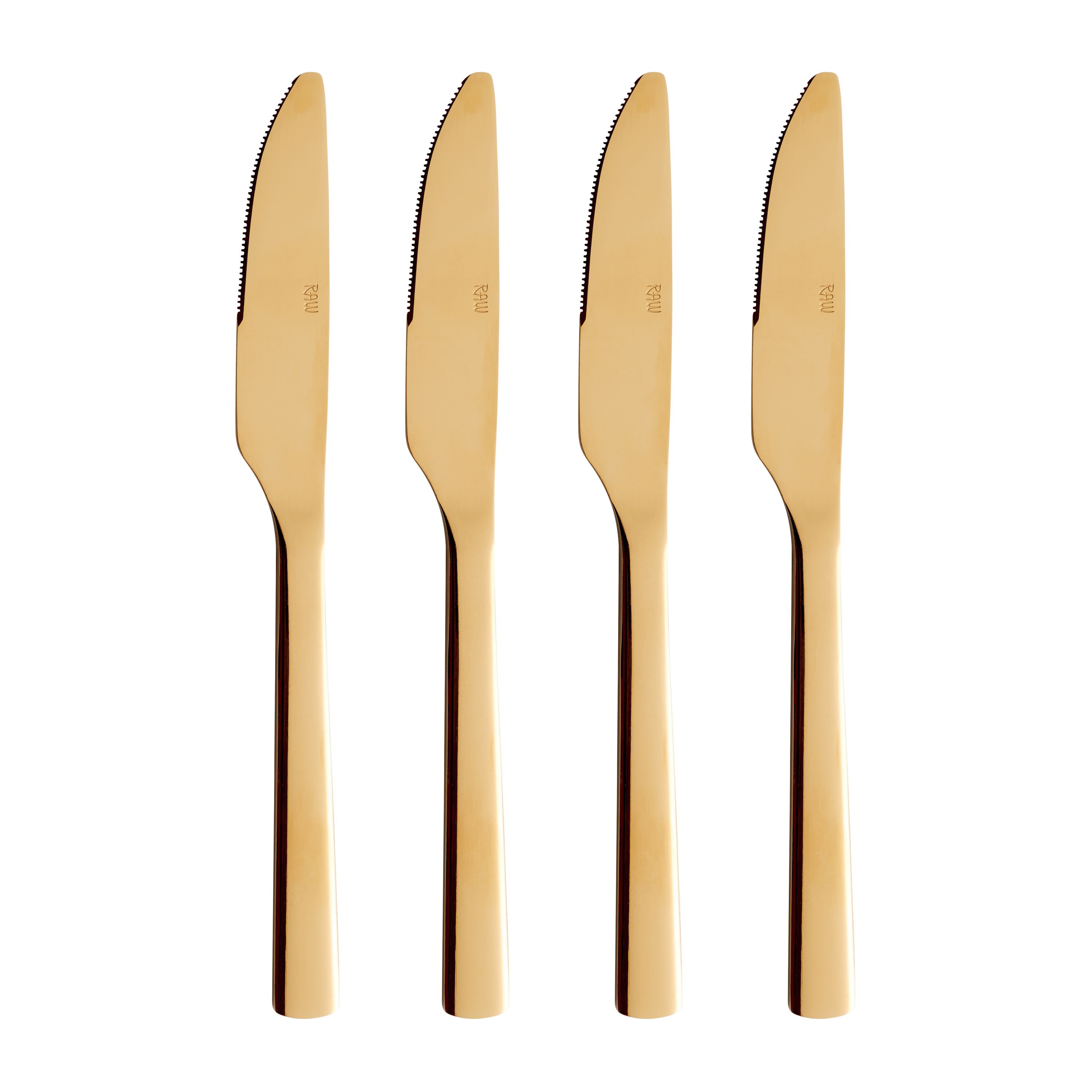 4 Cuchillos de mesa Raw.jr{font-size:18px}Dorado