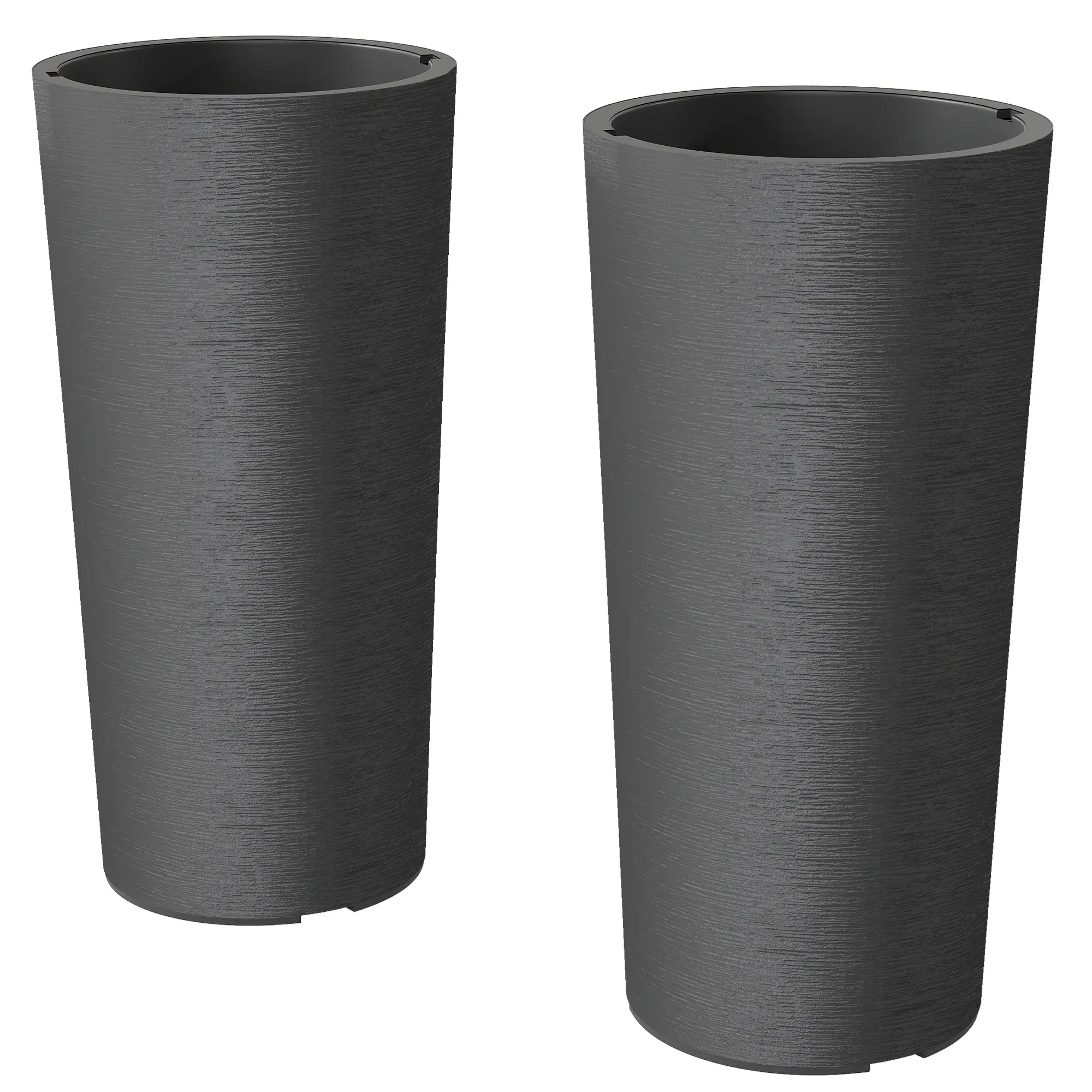 Lot de 2 pots de plantes empilables – bac intérieur et trous de drainage – plastique – Ø35 x 60cm – gris – Outsunny