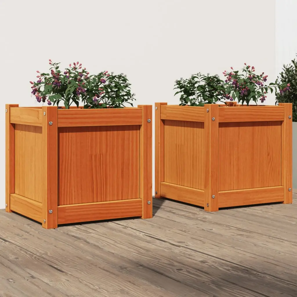 Lot de 2 Jardiniere plastique Lampedusa Naturel 40 X 40 X 40 cm – P87211N