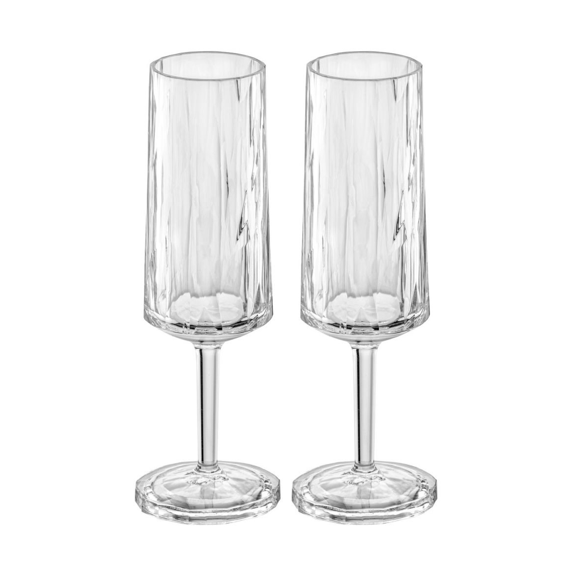 2 Copas de champagne Club No. 14 plástico 10 cl.iy{font-size:18px}Cristal transparente