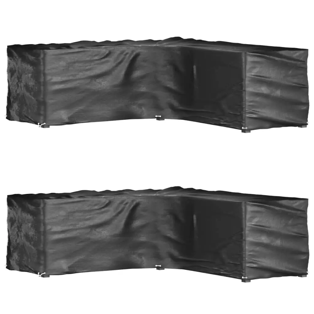 Lot de 2 Housses d’Angle en L pour Canapé de Jardin PE Protection Imperméable Anti-UV Noir 285x285x90 cm – ComfortXL Outdoor Living