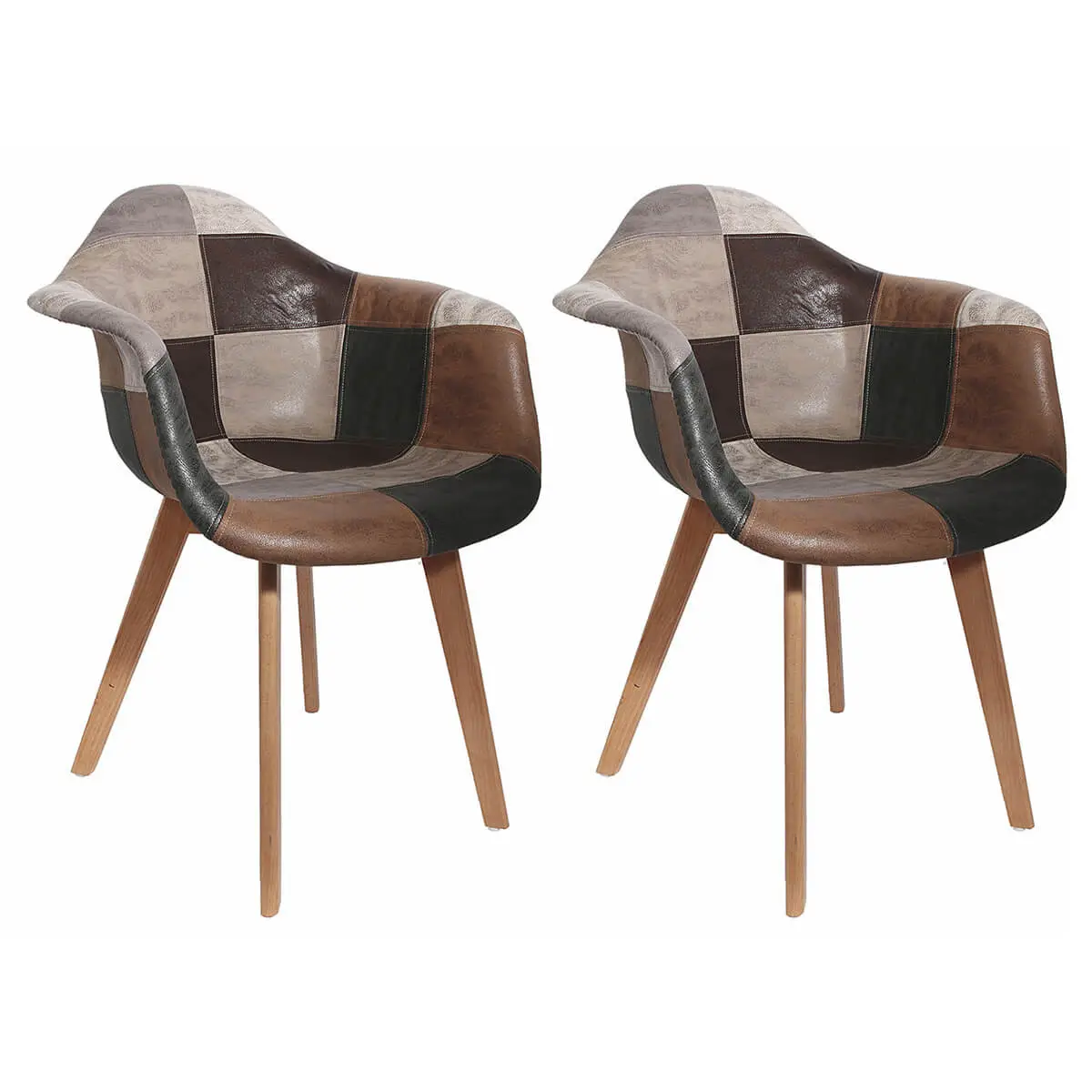 Lot de 2 Fauteuils Scandinaves Aspect Vieux Cuir – MELO