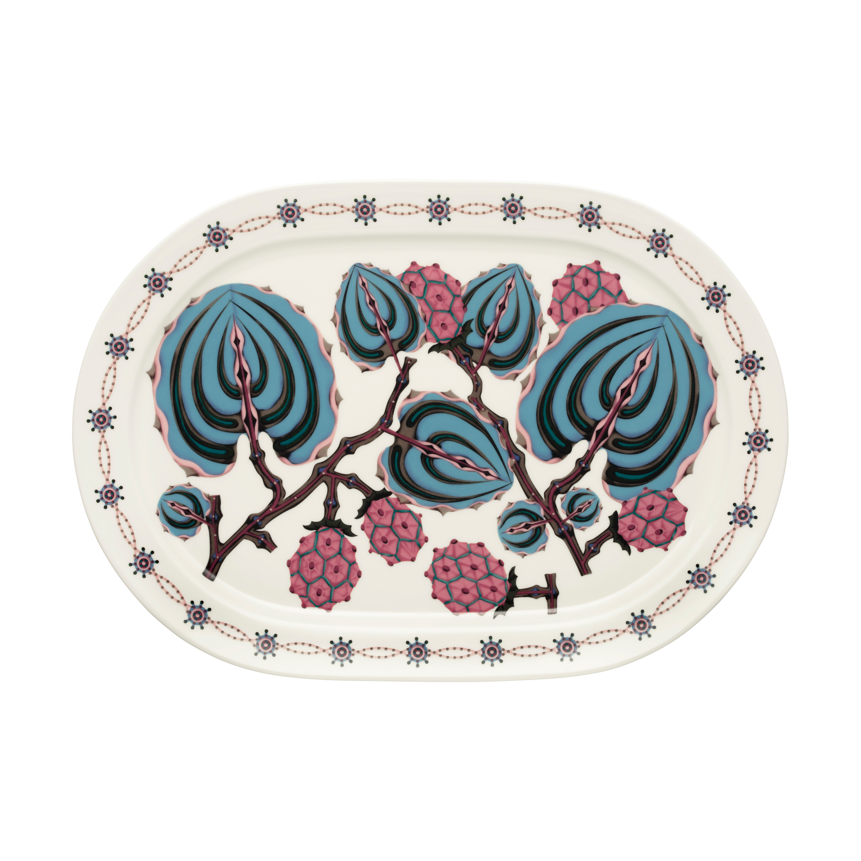 Plato de servir oval Taika Sato 41 cm.iy{font-size:18px}Blanco-multicolor