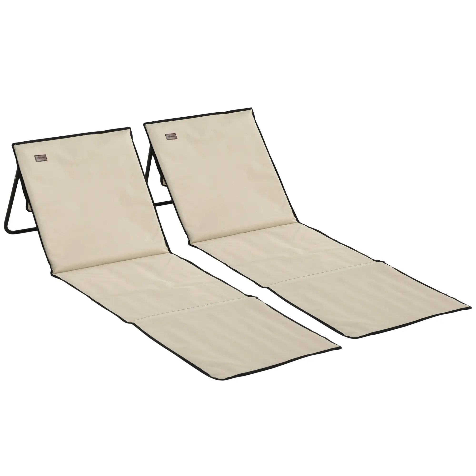 Lot de 2 Nattes de Plage Acier Oxford Camping Jardin Dossier Réglable Beige – ComfortXL Outdoor Living