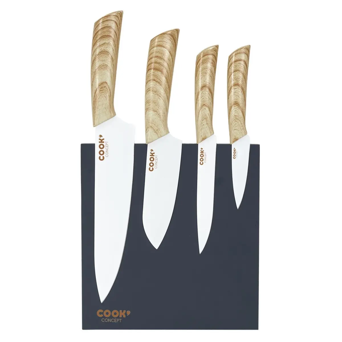 Lot de 4 Couteaux avec Support «Aimanté» 34cm Gris
