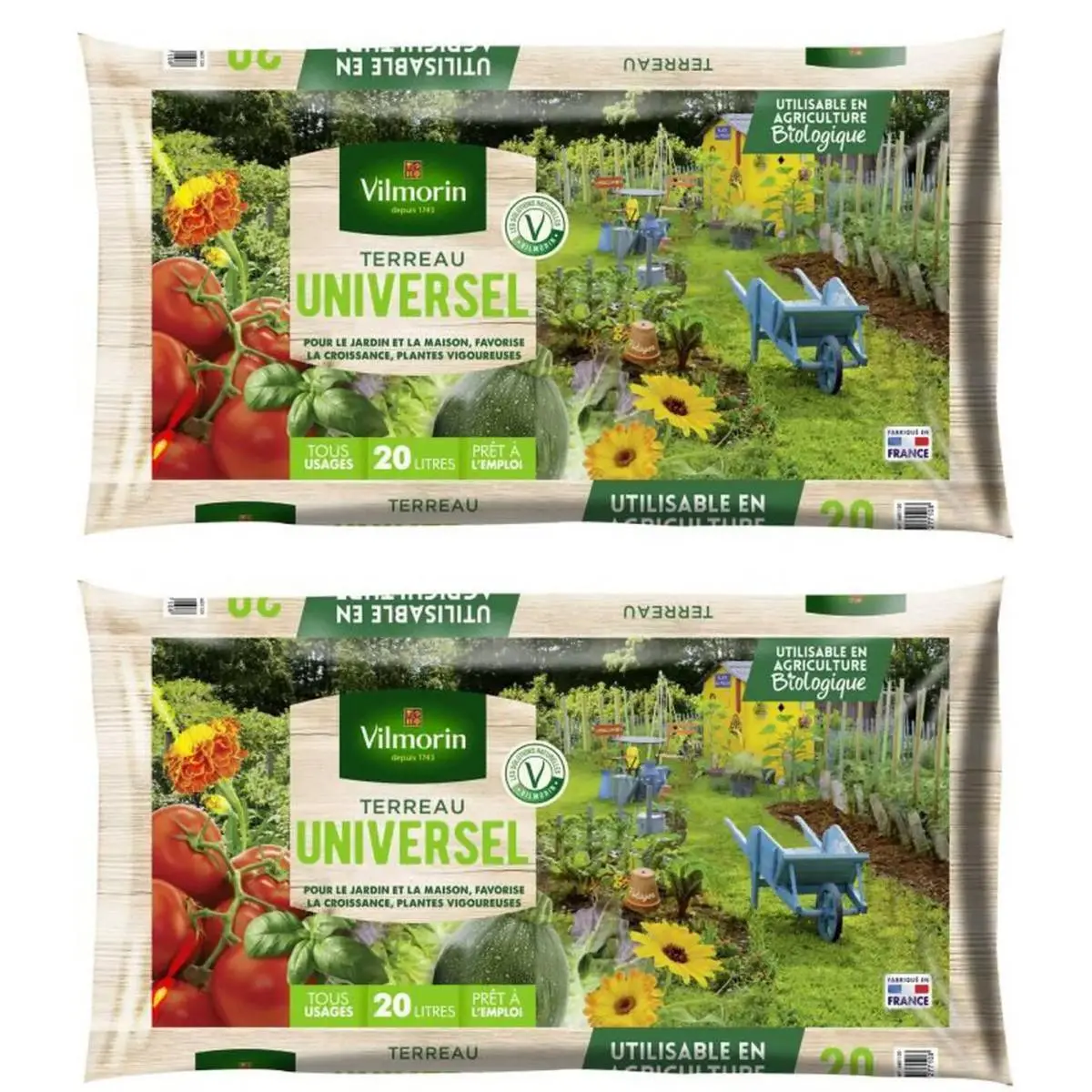 Lot de 2 sacs de Terreau universel 20L soit 40L