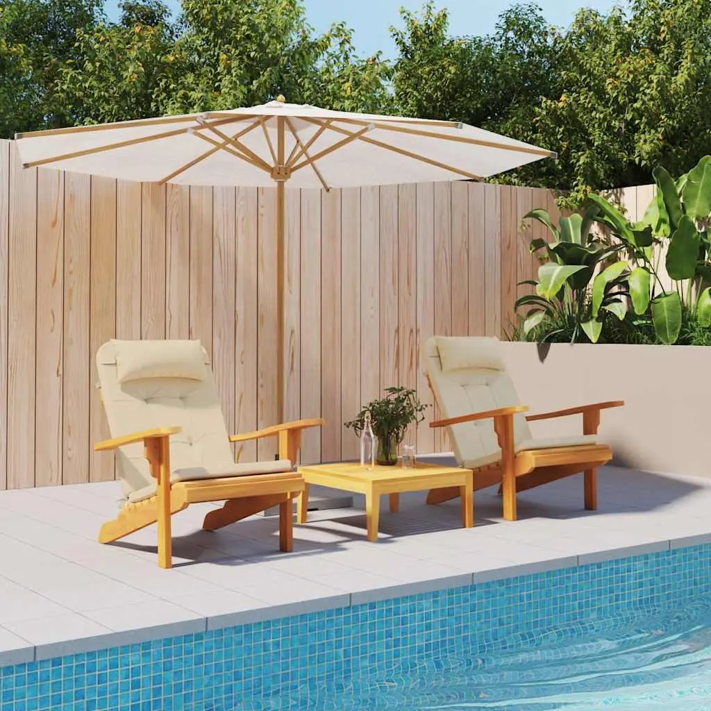 Lot de 2 Galettes pour Chaise Adirondack Tissu Oxford Imperméable avec Sangle Beige 126x58cm – ComfortXL Outdoor Living