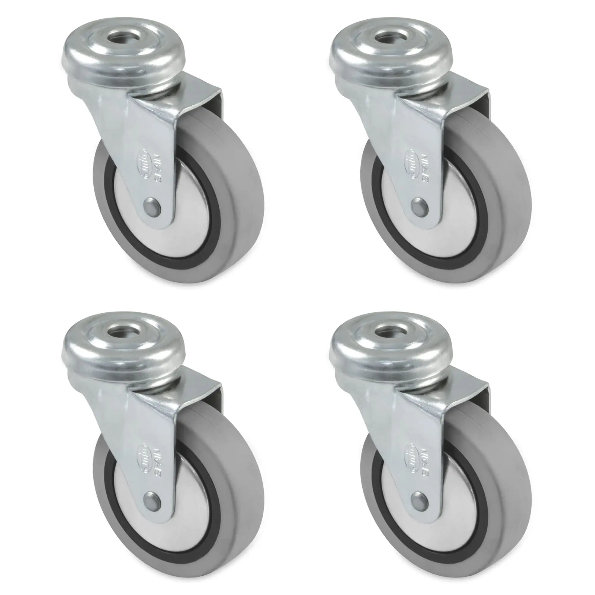 Lot de 4 roulettes 2504 – 30 mm – Caoutchouc – Gris | Amig