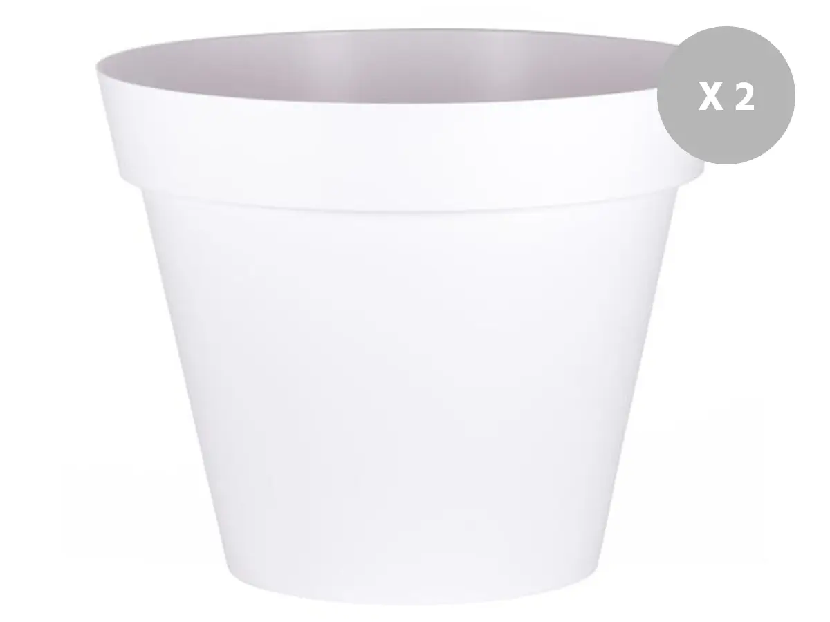 Lot de 2 Pots de fleur rond Toscane Ø 100 x H.79 cm Blanc – Eda