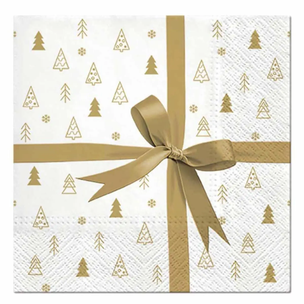Lot de 20 Serviettes en Papier «Cadeau» 33x33cm Or
