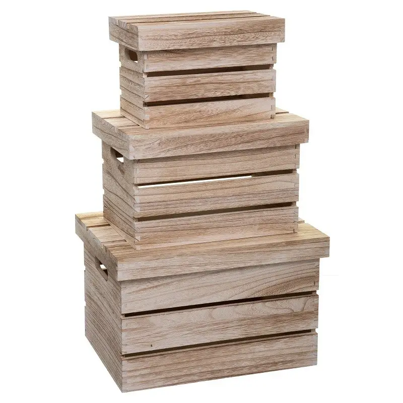 Lot de 3 boites cagettes bois 5five