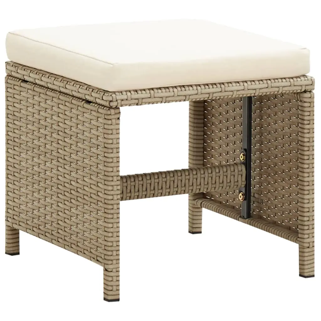 Lot de 4 Chaises de jardin – Tabourets de jardin – Chaises d’extérieur avec coussins Résine tressée Beige