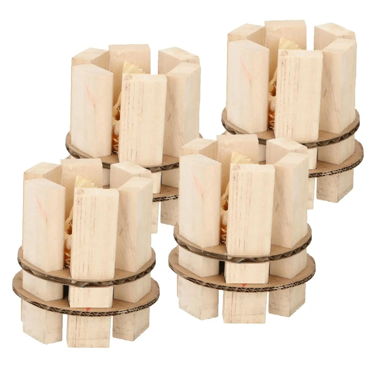 Lot de 4 Allume feu Barbecue Cheminée Allumage de feu Starter WOOD 7.5 X 8 CM