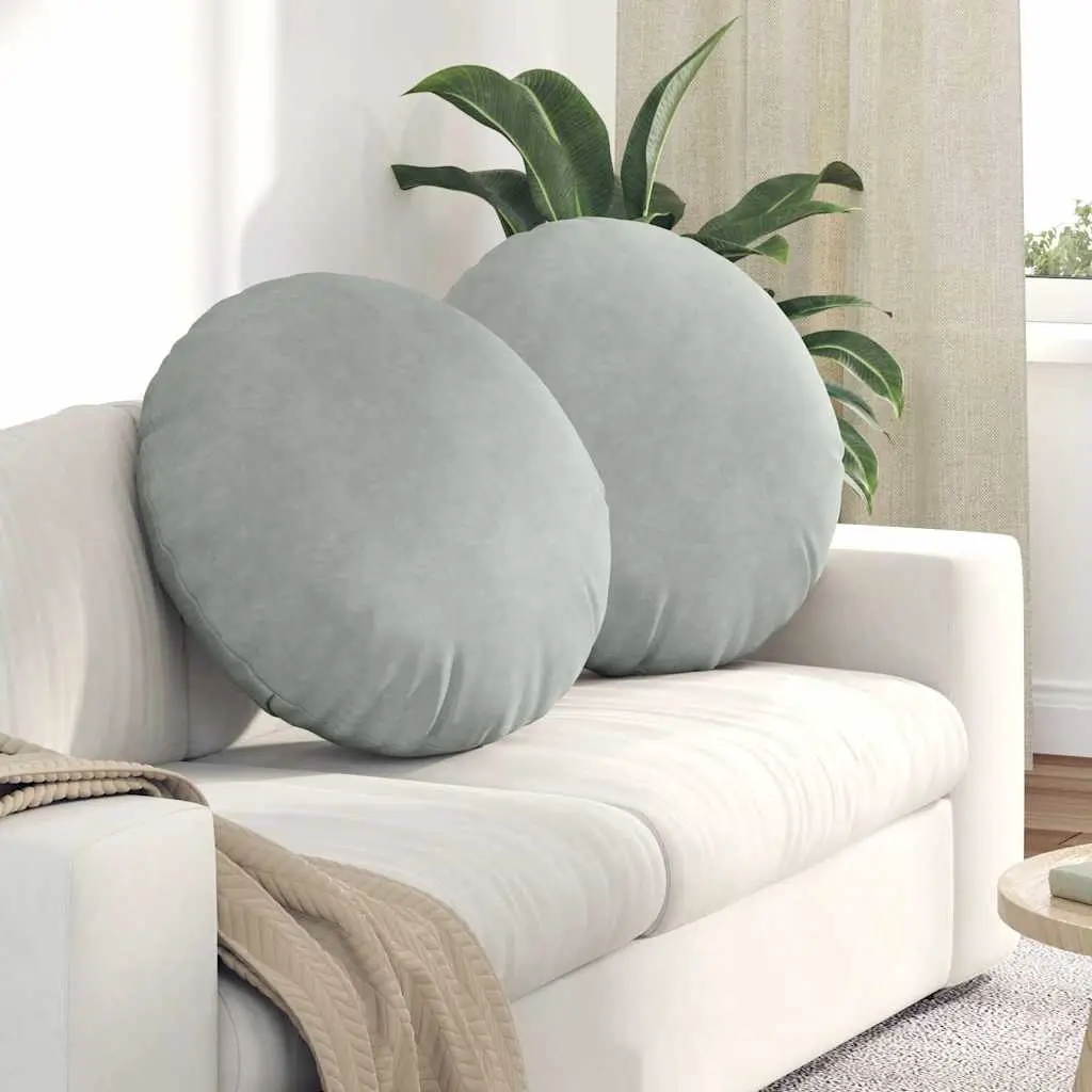 Lot de 2 Grands Coussins de Sol Velours Confortable Déhoussable pour Intérieur Gris Clair Ø 60 cm – ComfortXL Outdoor Living