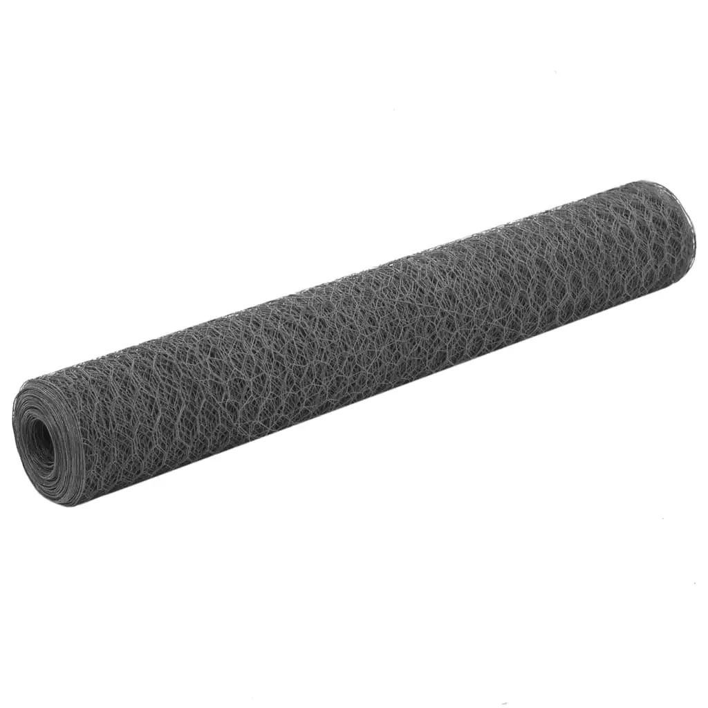 Grillage Jardin Solide Acier Enrobé PVC Poulailler 50mm 25×0,5m Gris