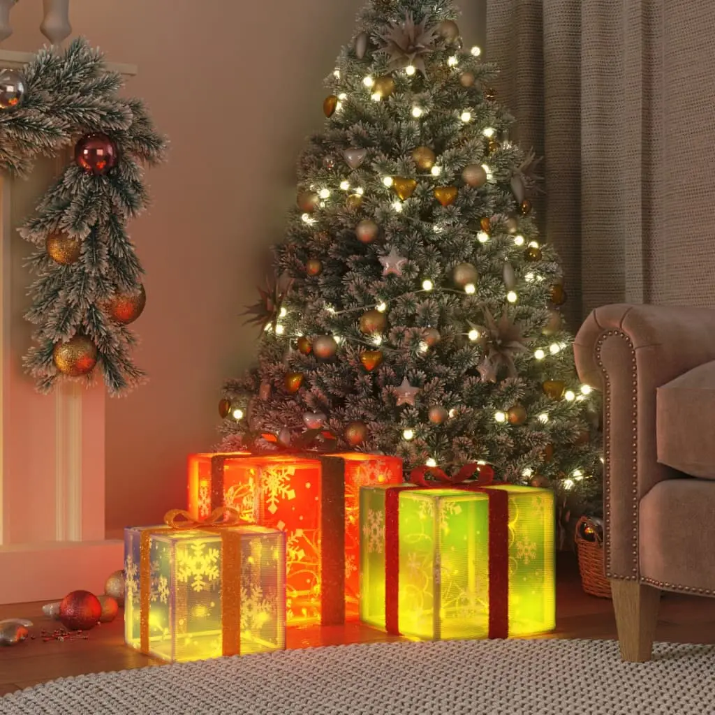 Lot de 3 Boîtes Cadeaux Lumineuses LED Décoration Sapin Intérieur Multicolore – ComfortXL Outdoor Living