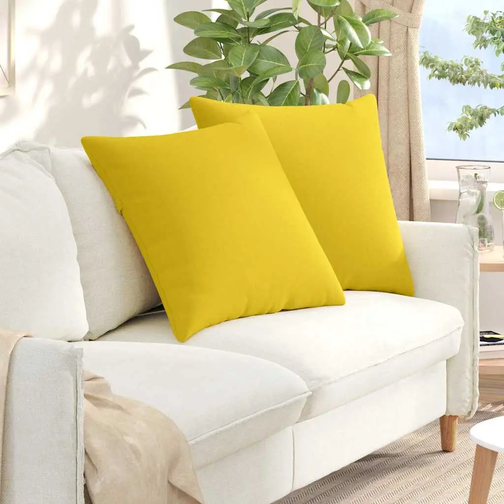 Lot de 2 Grands Coussins Décoratifs Tissu Doux Déhoussables pour Salon Jaune Clair 80×80 cm – ComfortXL Outdoor Living