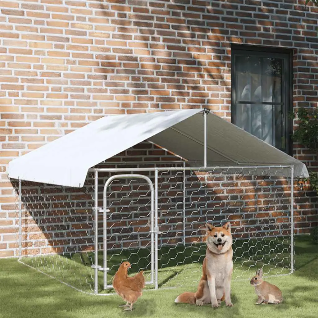 Grand chenil carré 2x2m en acier galvanisé avec toit pour chien – ComfortXL Outdoor Living