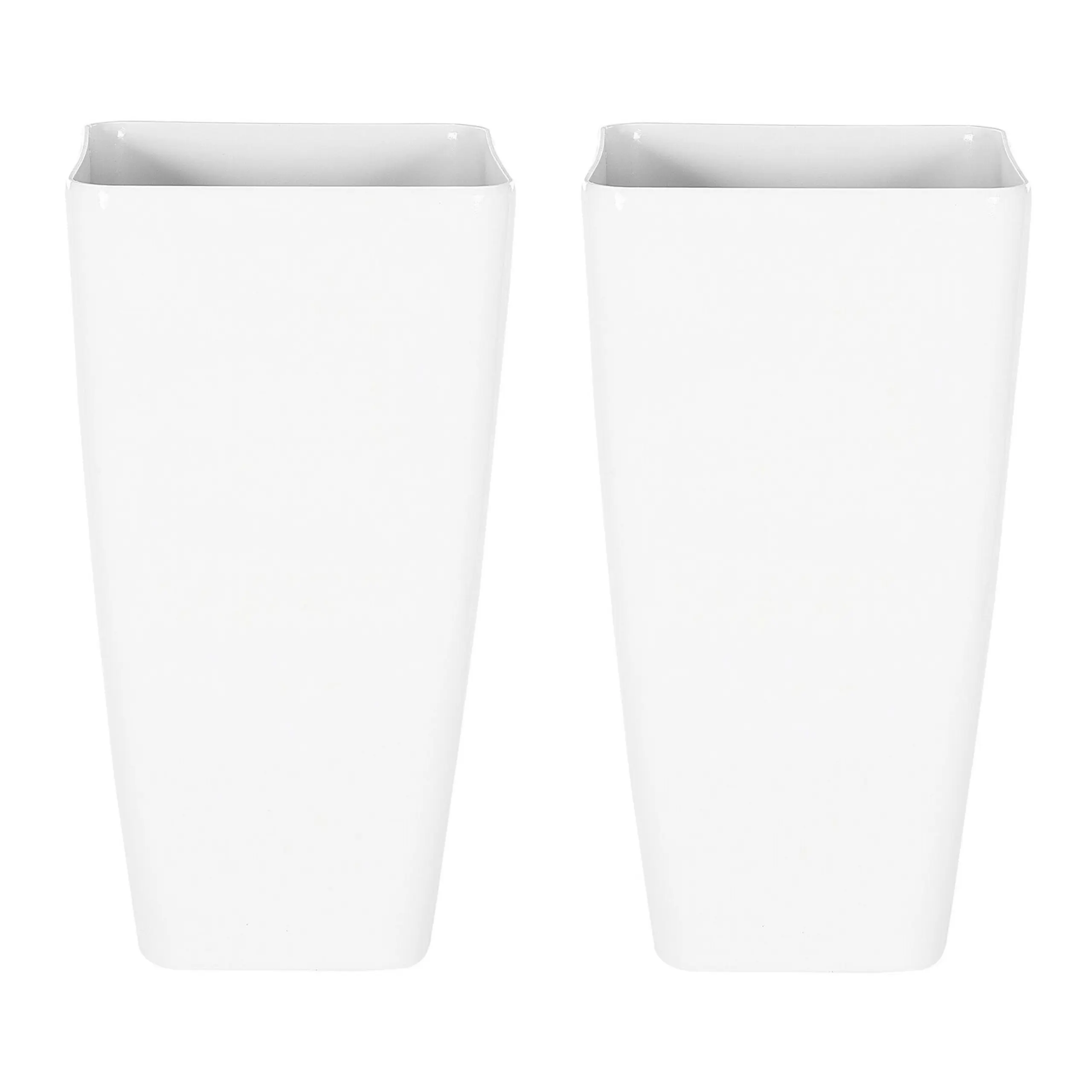 Lot de 2 Hauts Pots de Fleurs 30 x 30 x 57 cm Blancs en Mélange de Pierres Fibres de Verre et Résine au Design Moderne pour Extérieur
