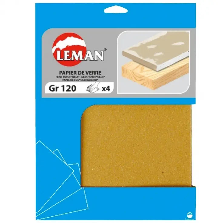 Lot de 4 feuilles de papier de verre 120 grammes 230 x 280 mm