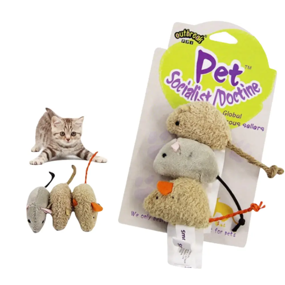 Lot de 3 Souris en Duvet – Jouets Résistants pour Chat-Living123