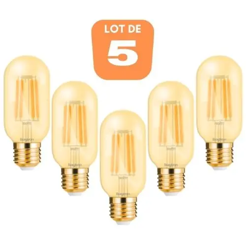 Lot de 5 ampoules LED T45 filament 4W E27 2200K