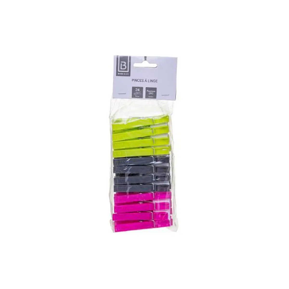 Lot de 24 Pinces à Linge «Yaziski» 7,4cm Multicolore