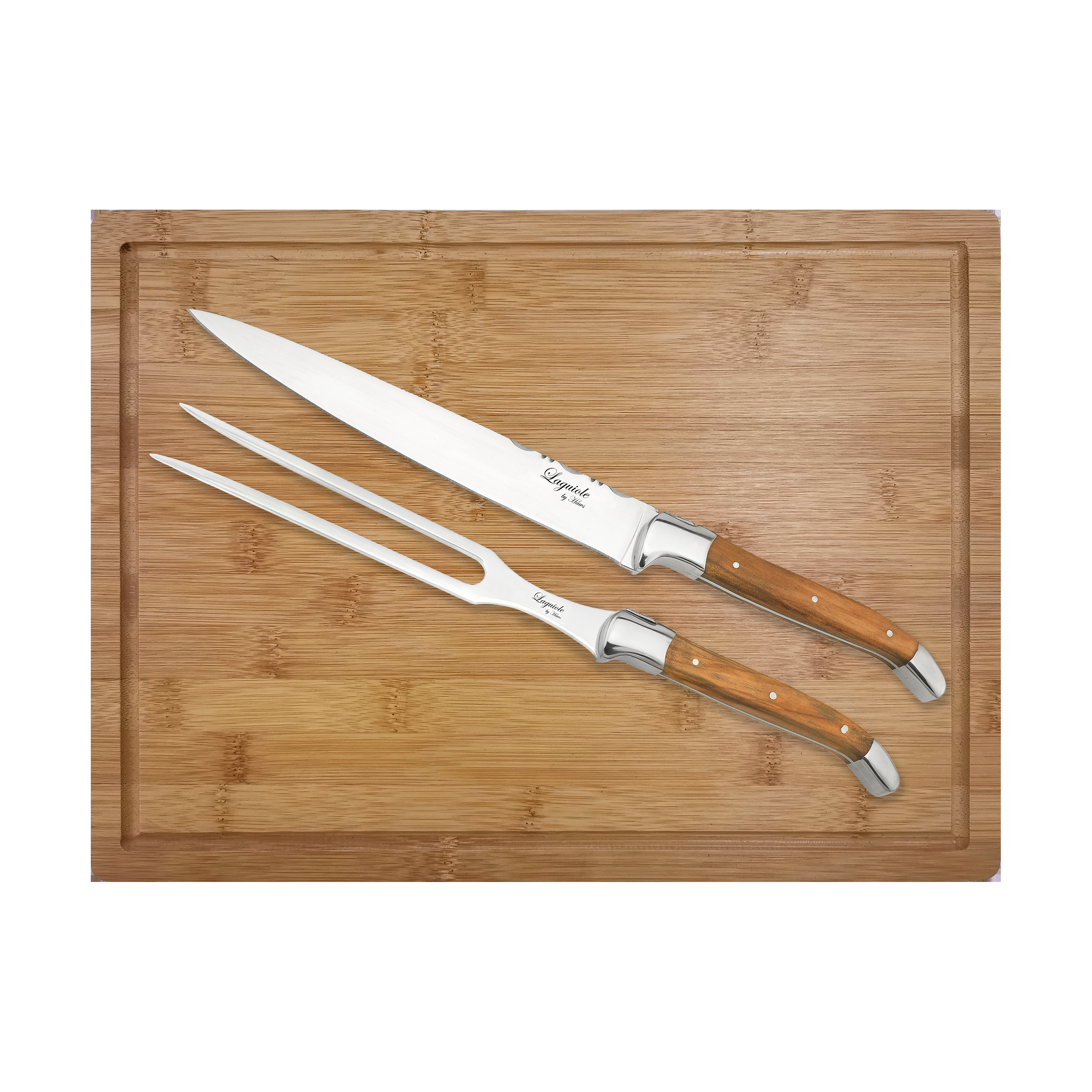 Set de trinchar con tabla de cortar Laguiole By Hâws, 3 piezas.ju{font-size:18px}Oliva