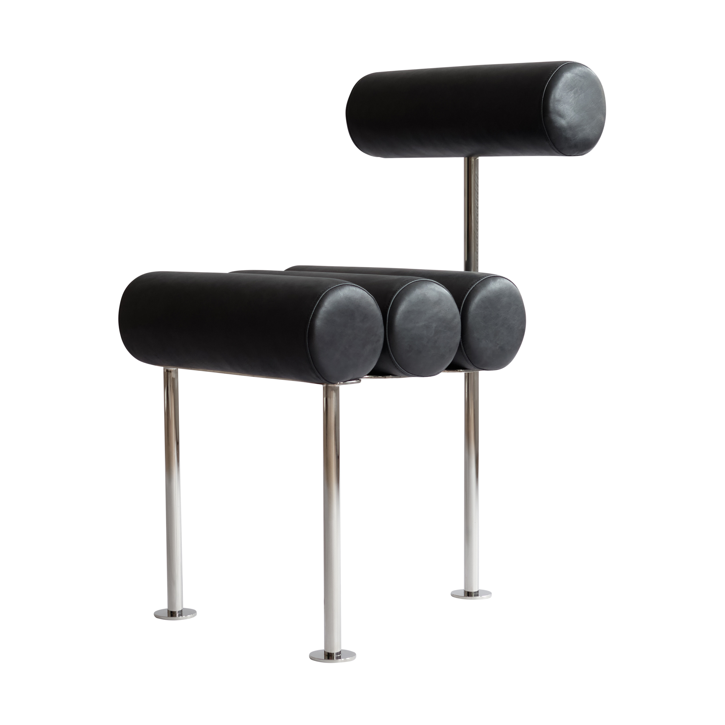 Silla de comedor Hiro.k6{font-size:18px}Acero inoxidable–cuero anilina negro