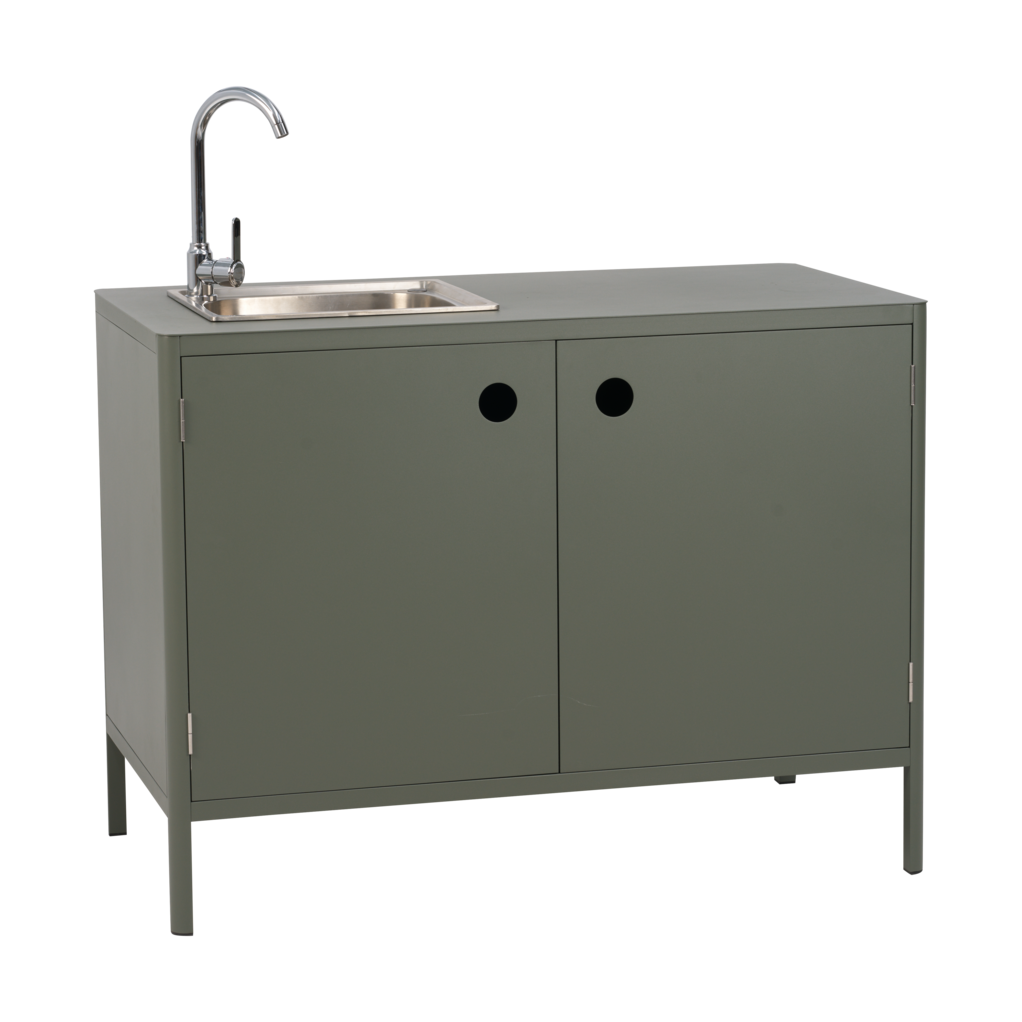 Mueble bajo de cocina exterior Kelia con fregadero.k4{font-size:18px}Nordic green, 121x90x64