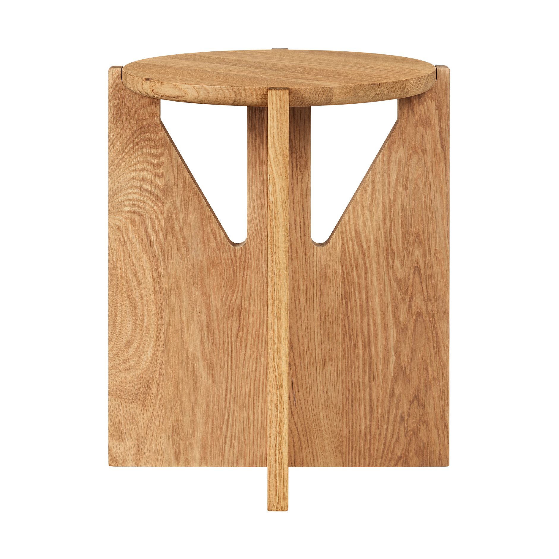 Taburete Simple Ø36 cm.jp{font-size:18px}Roble lacado en tono cálido