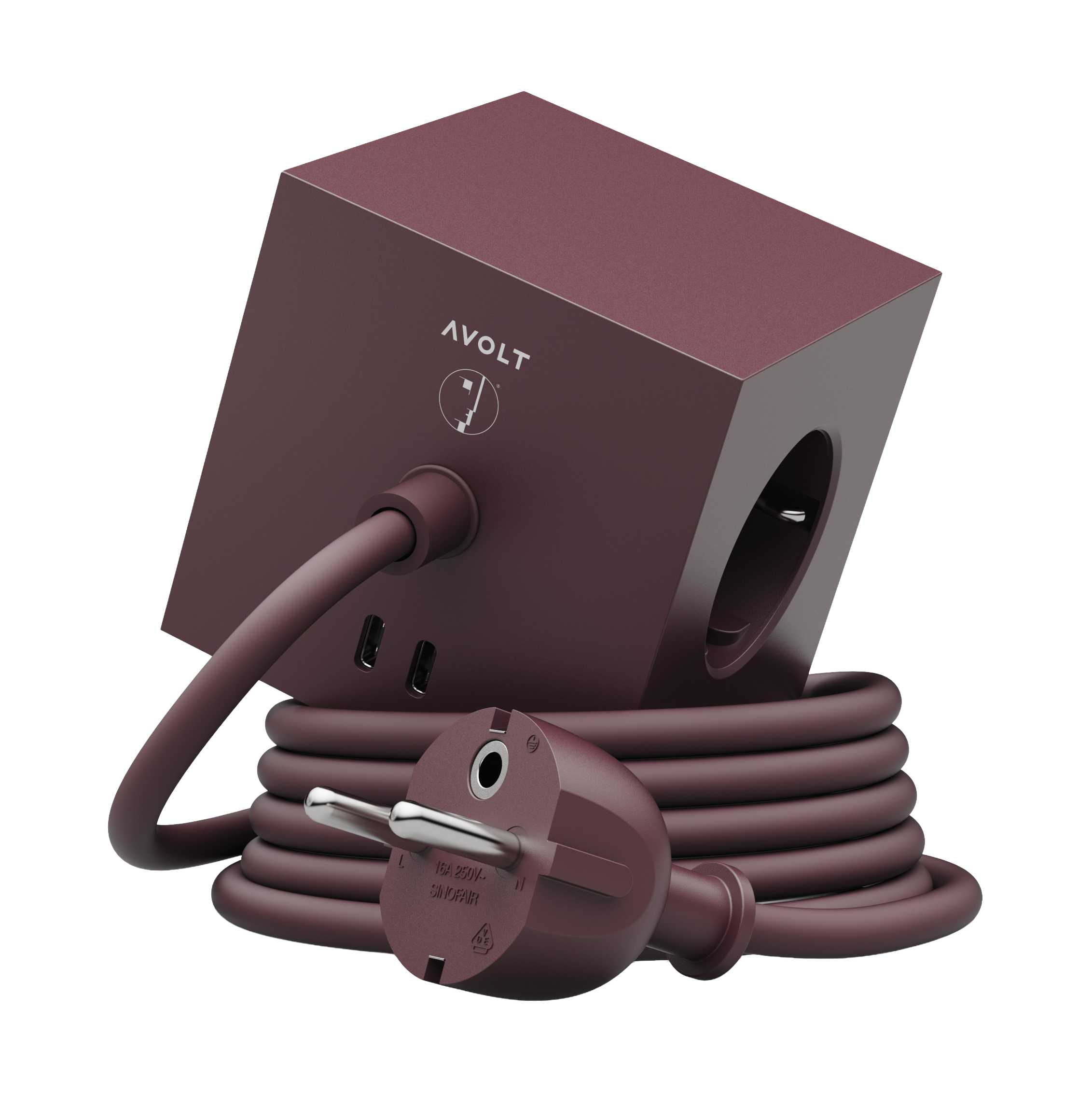 Regleta AVOLT x Bauhaus-Archiv Square 1 con USB-C.jp{font-size:18px}Mulberry Red
