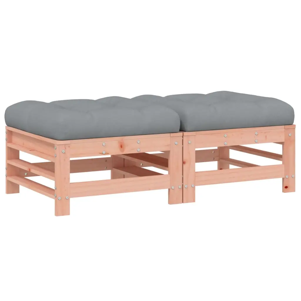 Lot de 2 Repose-pieds de jardin – Ottomans de jardin – Tabourets de jardin avec coussins bois massif douglas-JU735