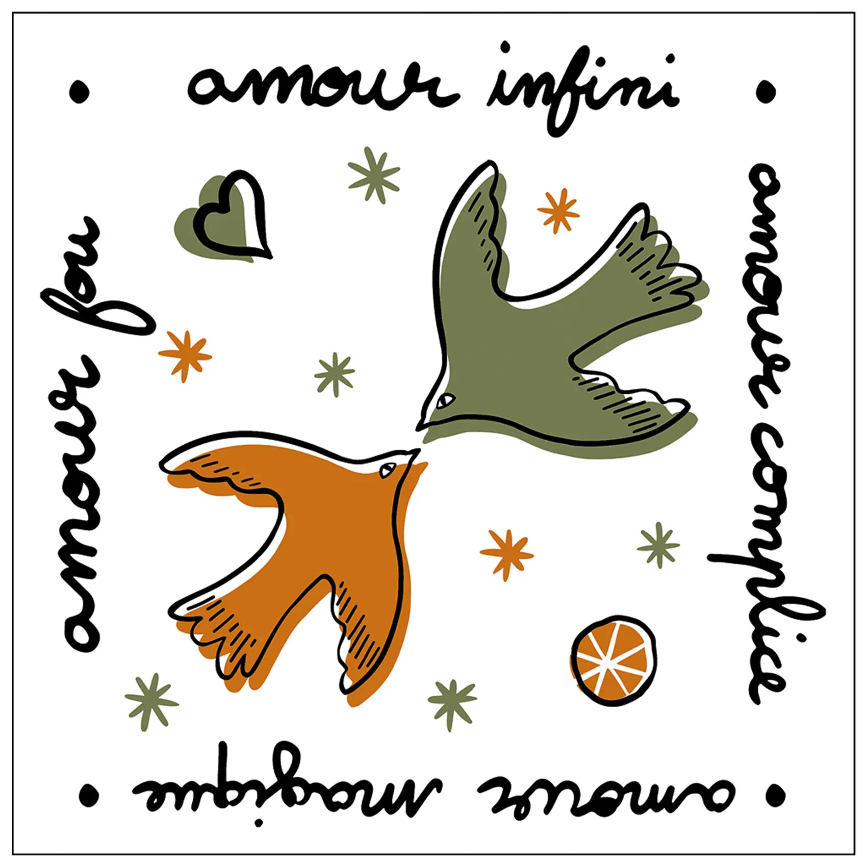 Lot de 20 serviettes papier amour oiseaux – OPJET – Papier – Vert
