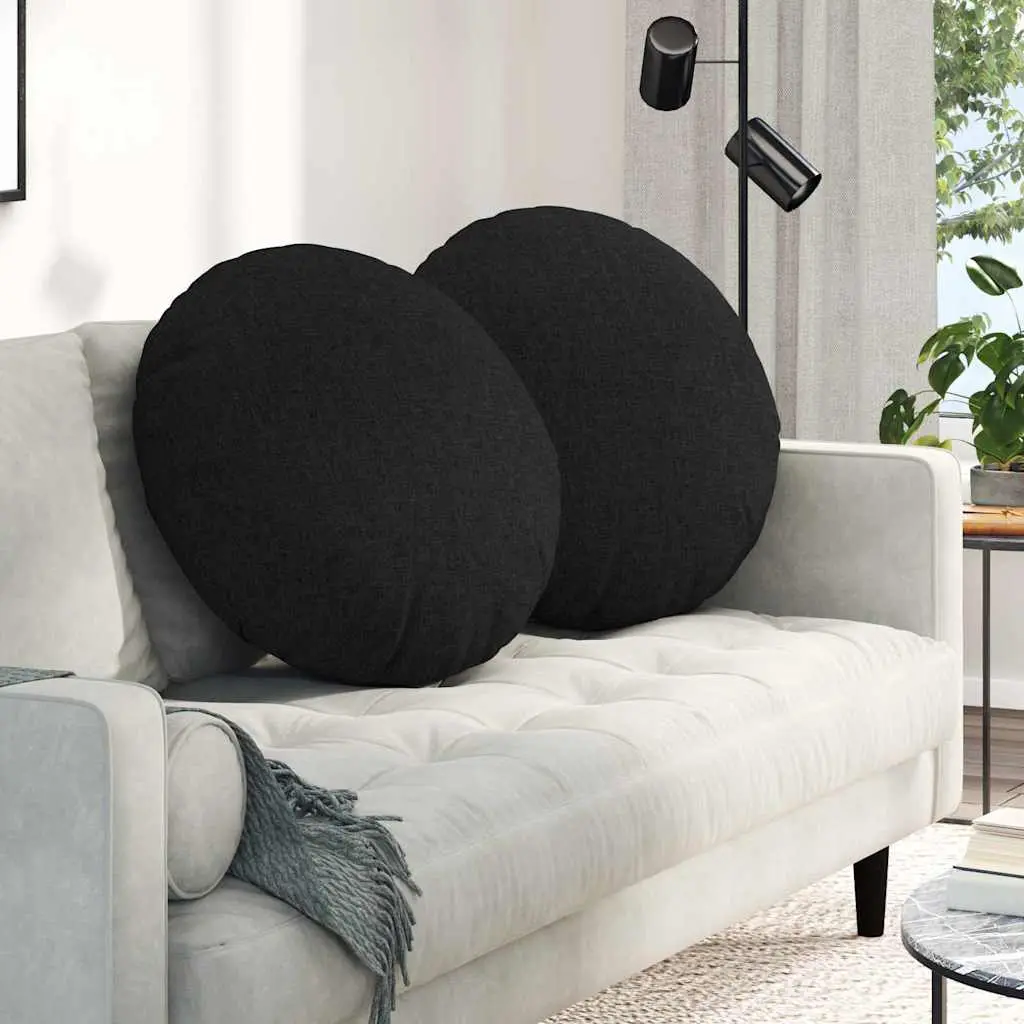 Lot de 2 Grands Coussins de Sol Ronds Tissu Confortable Déhoussable pour Intérieur Noir Ø 60 cm – ComfortXL Outdoor Living