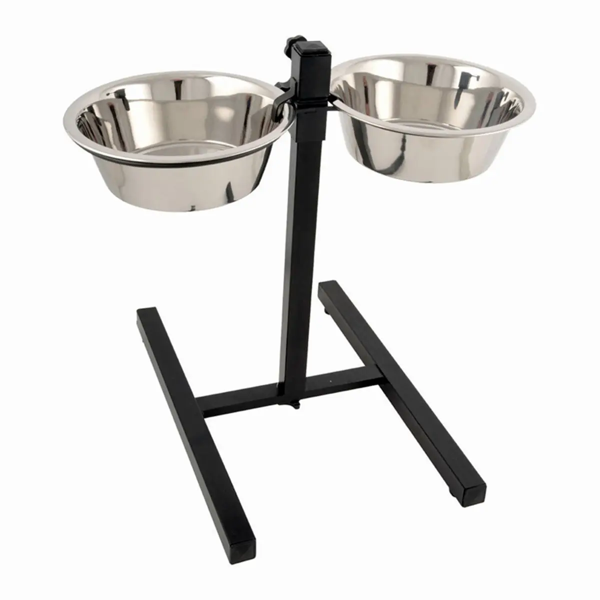 Lot de 2 Gamelles pour Chien «Réglable» 46cm Argent