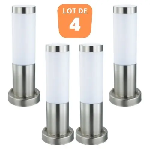 Lot de 4 Bornes Defne-3 inox E27 60W