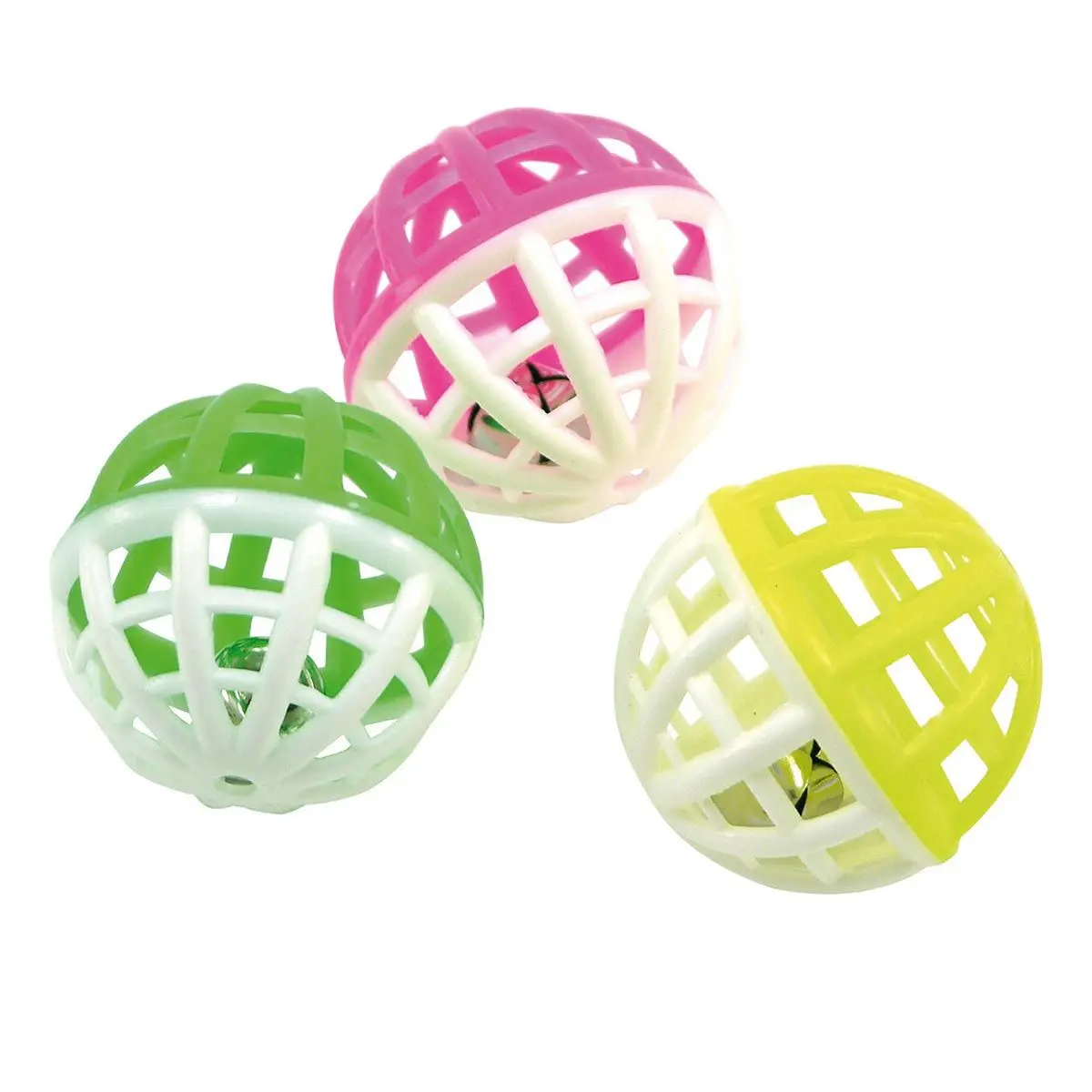 Lot de 3 Balles pour Chat «Grelot» 4cm Multicolore