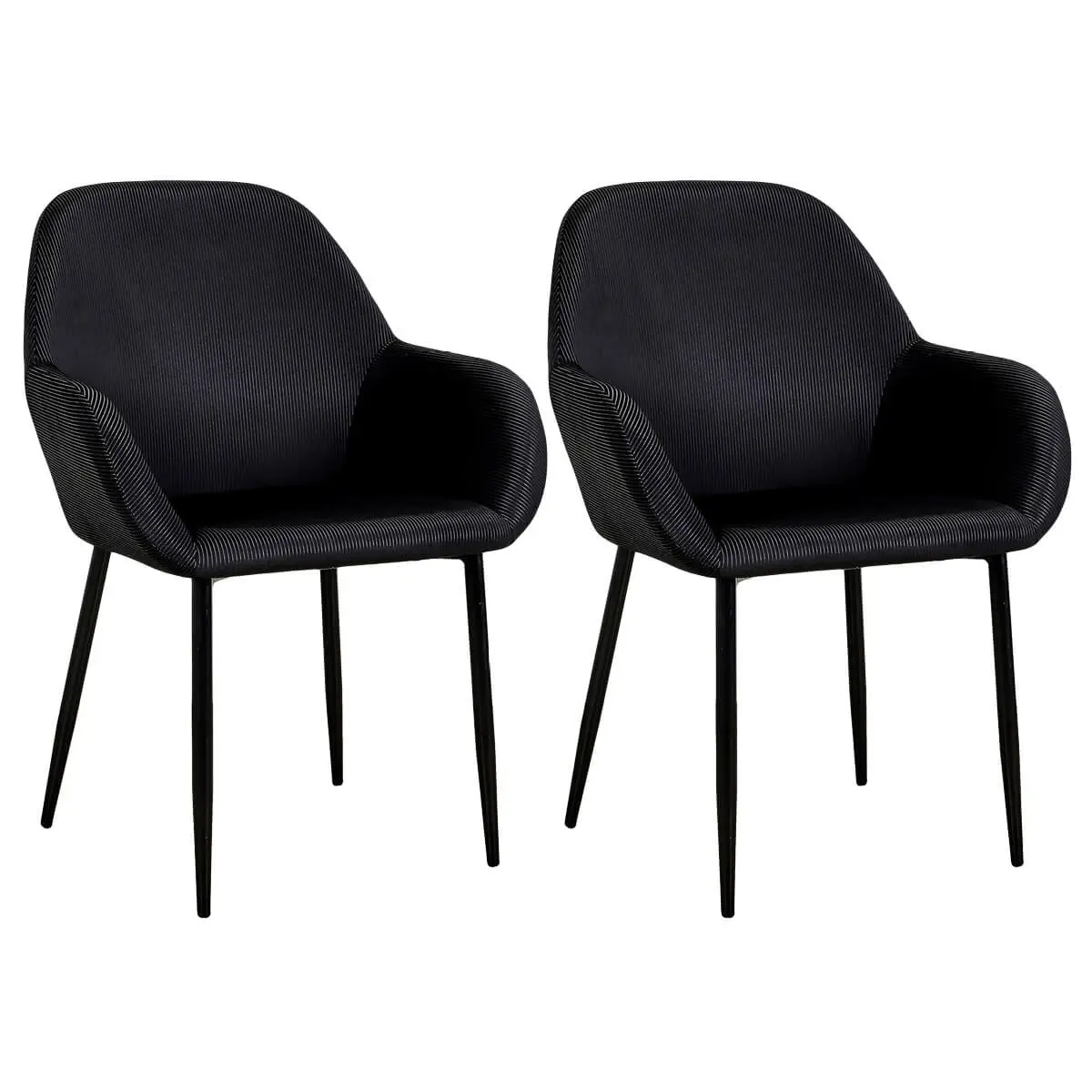 Lot de 2 Fauteuils Velours Côtelé Noir – ALESSIA