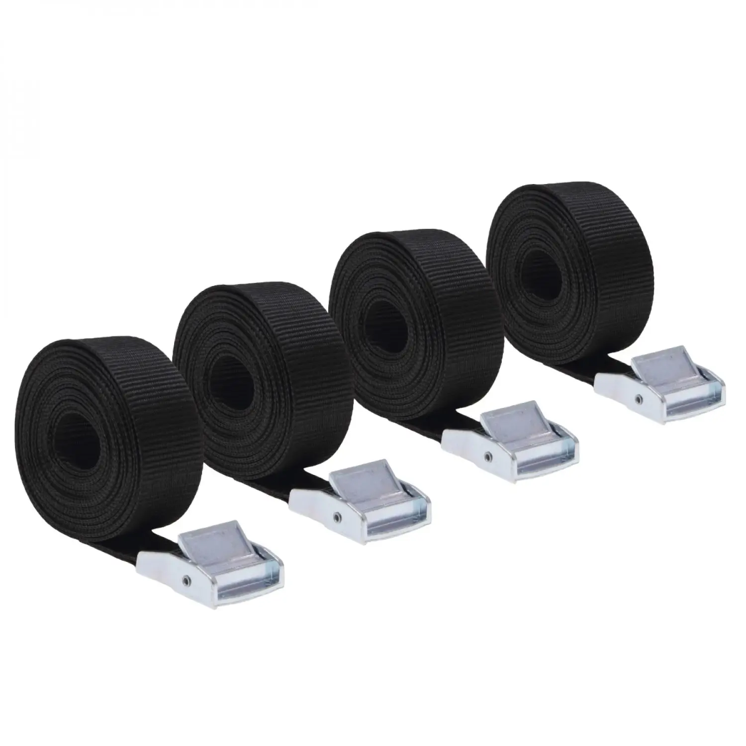 Lot de 4 sangles d’arrimage avec boucle – 25 mm x 2,5 m – Noir – Linxor
