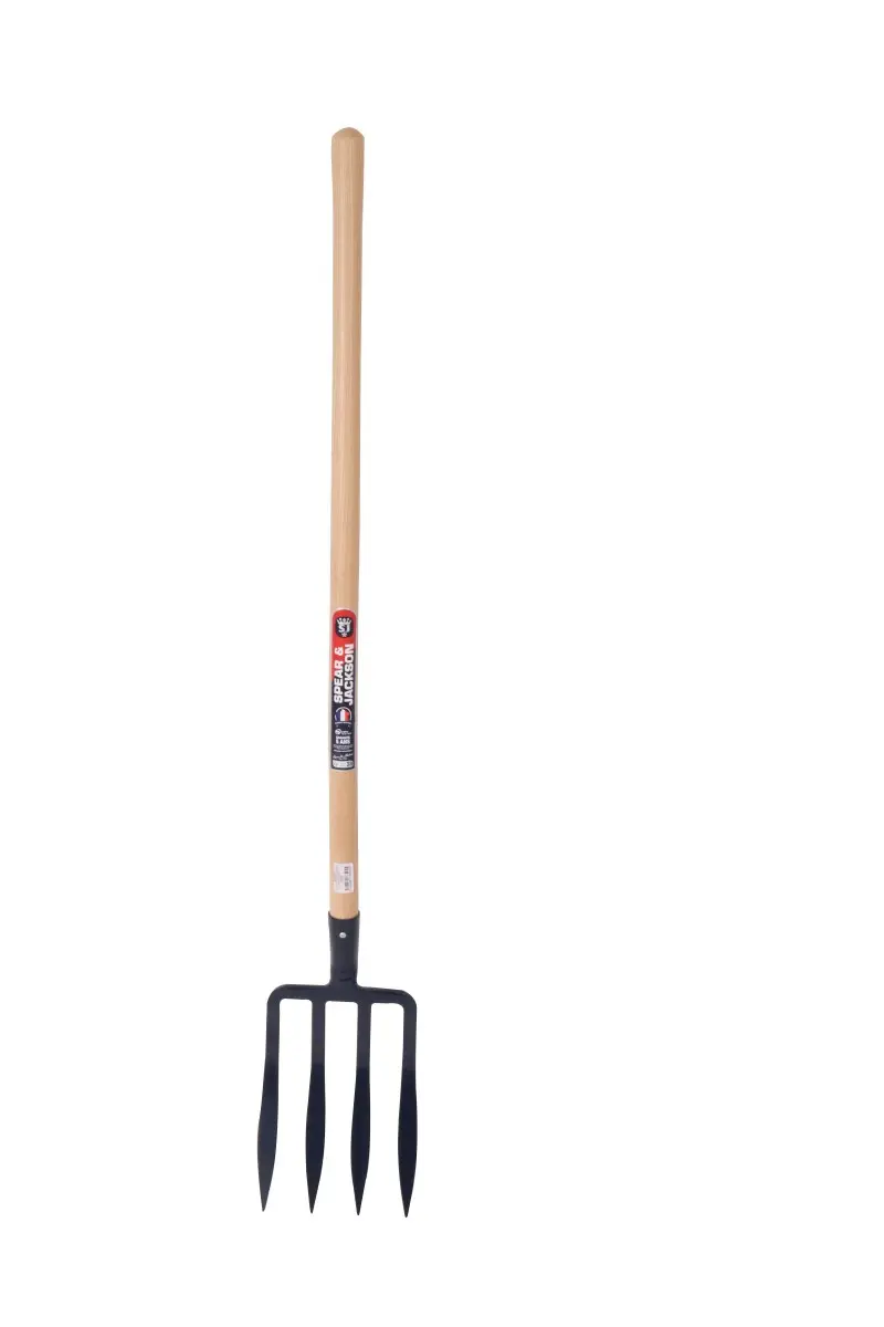 Fourche à bêcher à douille 4 dents spatulées de 27 cm manche pomme 100 cm Spear & Jackson